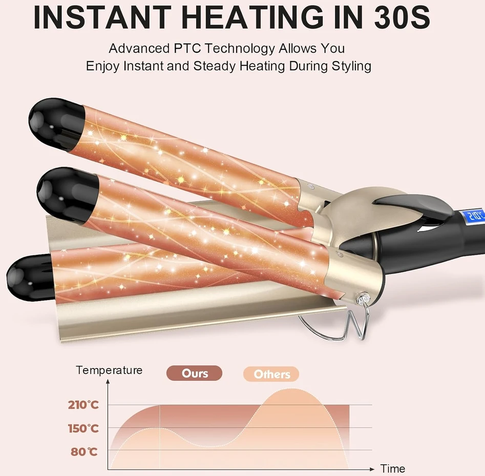 AIMERVO plaukų bangų formavimo žnyplės 32 mm, 80–210 °C, Pro Welleneisen
