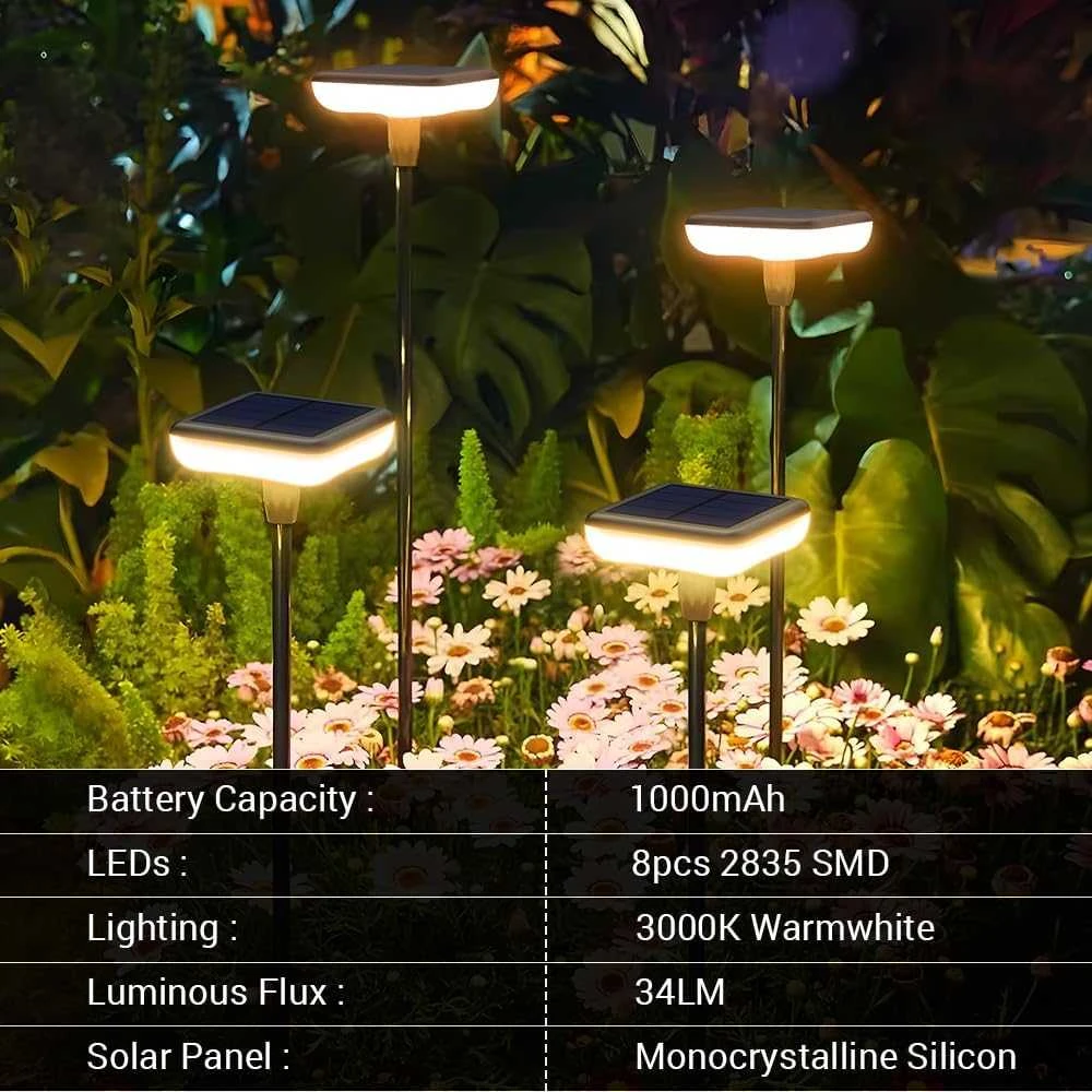 Ainostone saulės šviestuvų rinkinys, lauko LED, IP65, 34 lm, 1000 mAh, 4 vnt., AS0211-eupa