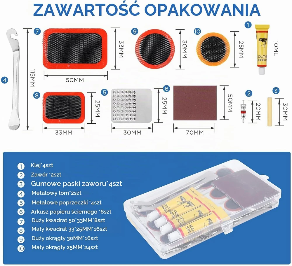 AiQInu dviračių padangų pradūrimo remonto rinkinys 86 vnt.