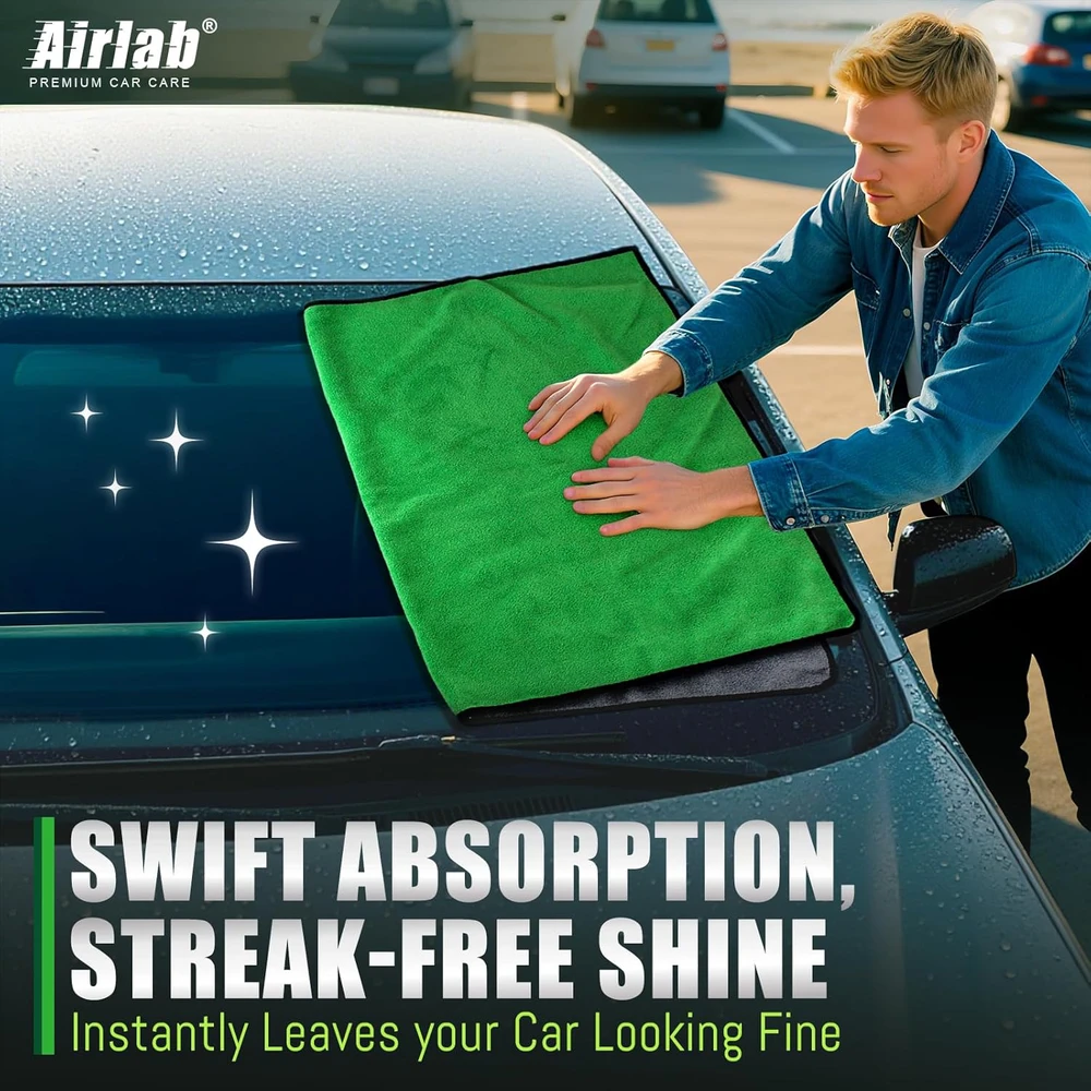 Airlab mikropluošto rankšluostis automobiliui, 90 x 60 cm, ultra sugeriantis, žalias, MDL-HMB9060-LV01