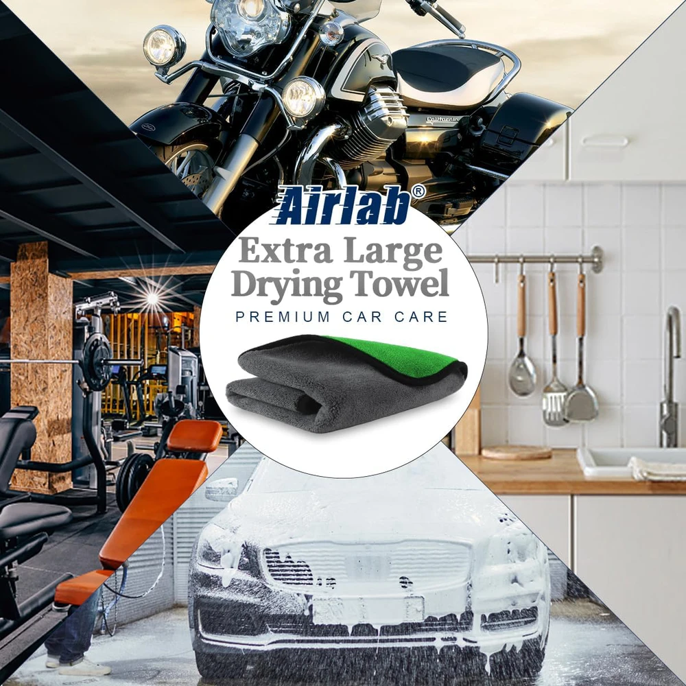 Airlab mikropluošto rankšluostis automobiliui, 90 x 60 cm, ultra sugeriantis, žalias, MDL-HMB9060-LV01