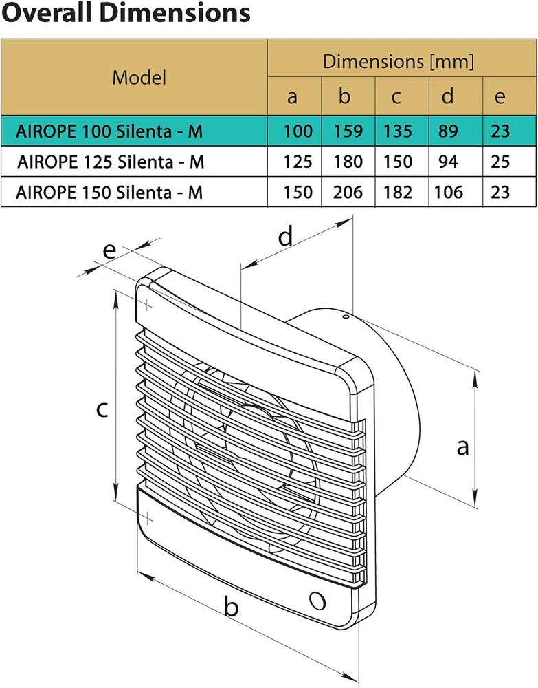 Airope ištraukimo ventiliatorius su atbuliniu vožtuvu ir tinkleliu, 100 mm, 7 W, Silenta