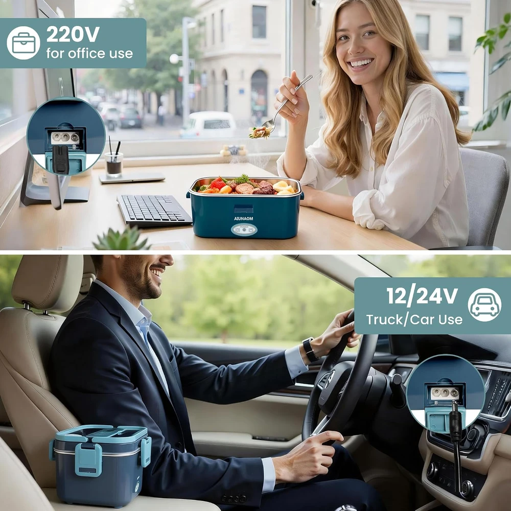 AIUNAOM elektrinė pietų dėžutė 1,8 l 80 W, 12 V/24 V/230 V, B0FPX61QKQ