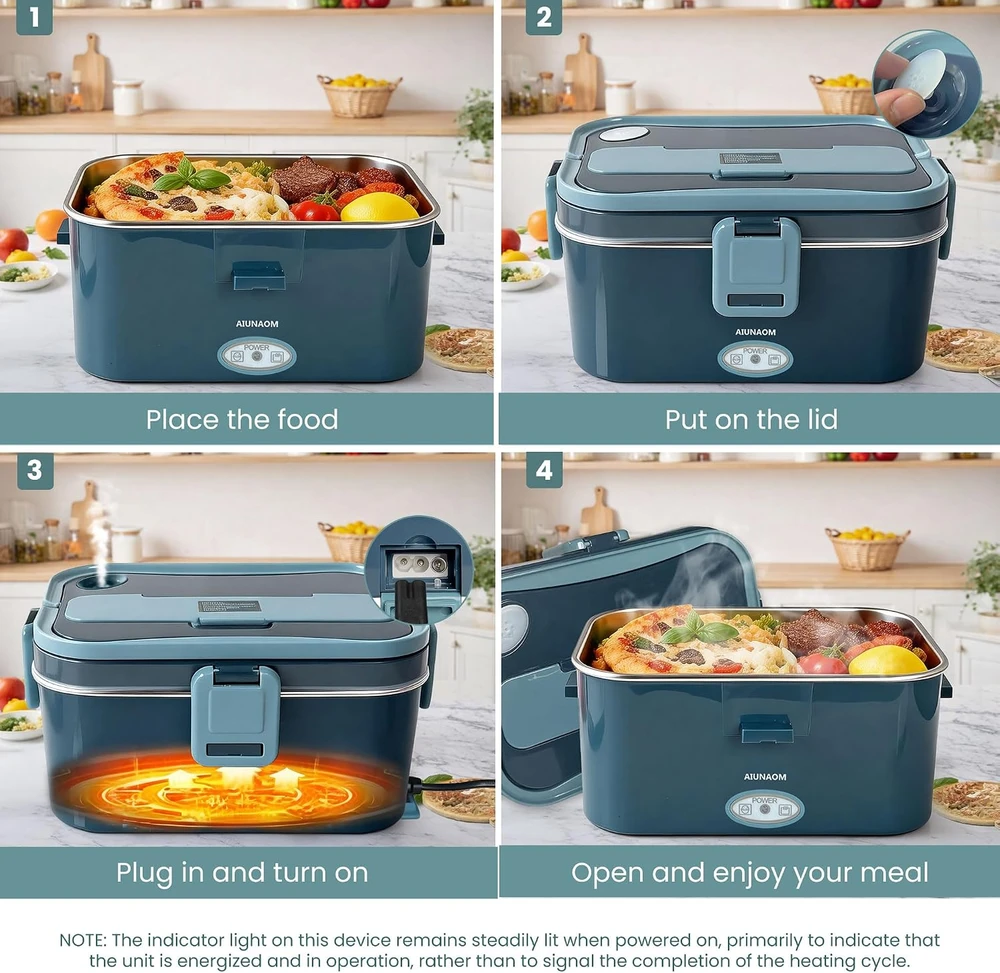 AIUNAOM elektrinė pietų dėžutė 1,8 l 80 W, 12 V/24 V/230 V, B0FPX61QKQ