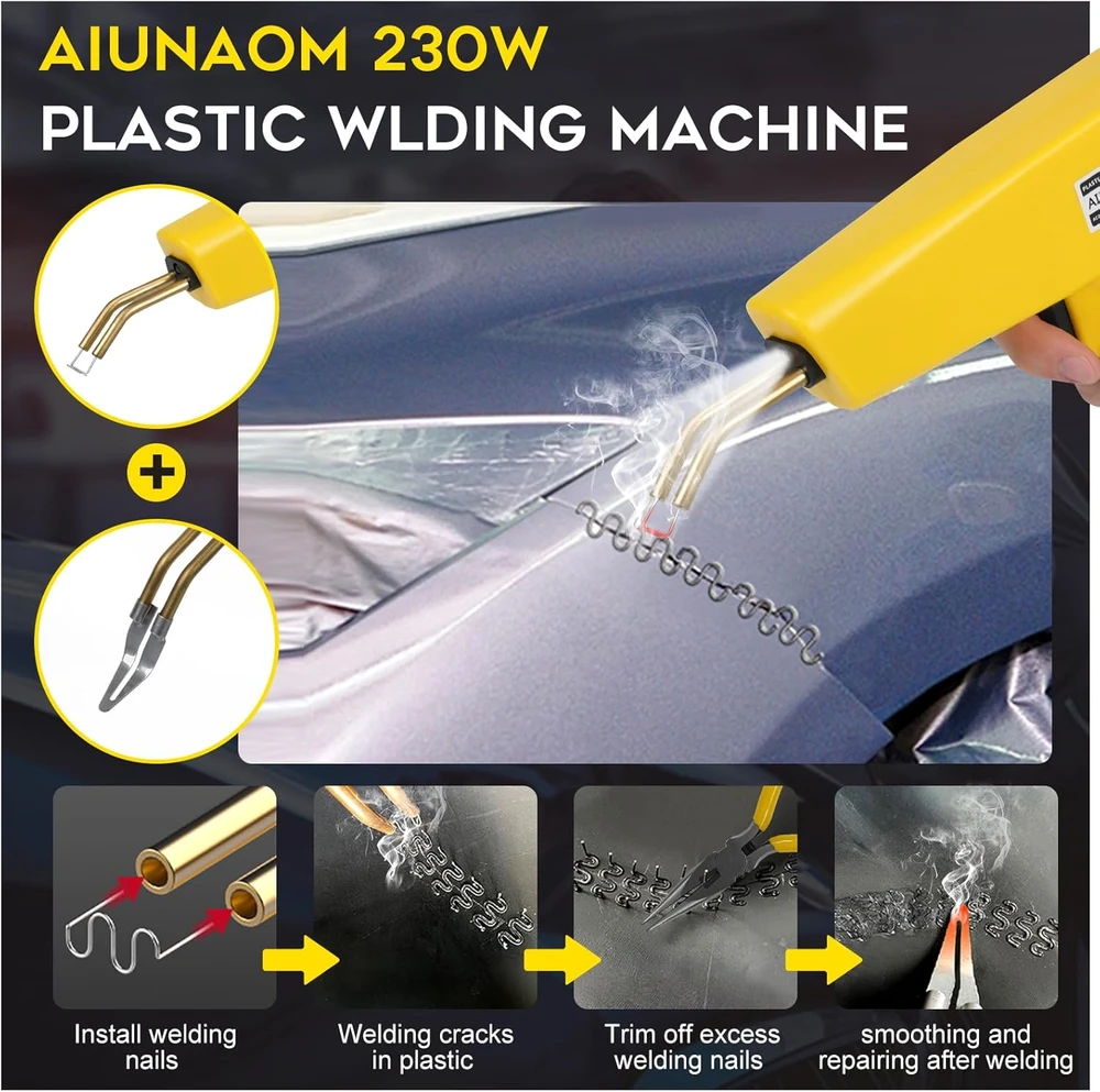 AIUNAOM plastikų suvirinimo aparatas 230 W, 400 °C su 900 sąvaržėlių, PWG02