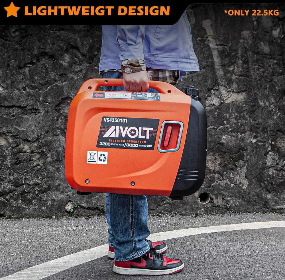 AIVOLT benzininis inverterinis generatorius 3200W, 230V, 2x USB, 3.5L bakas, EUVS4350101