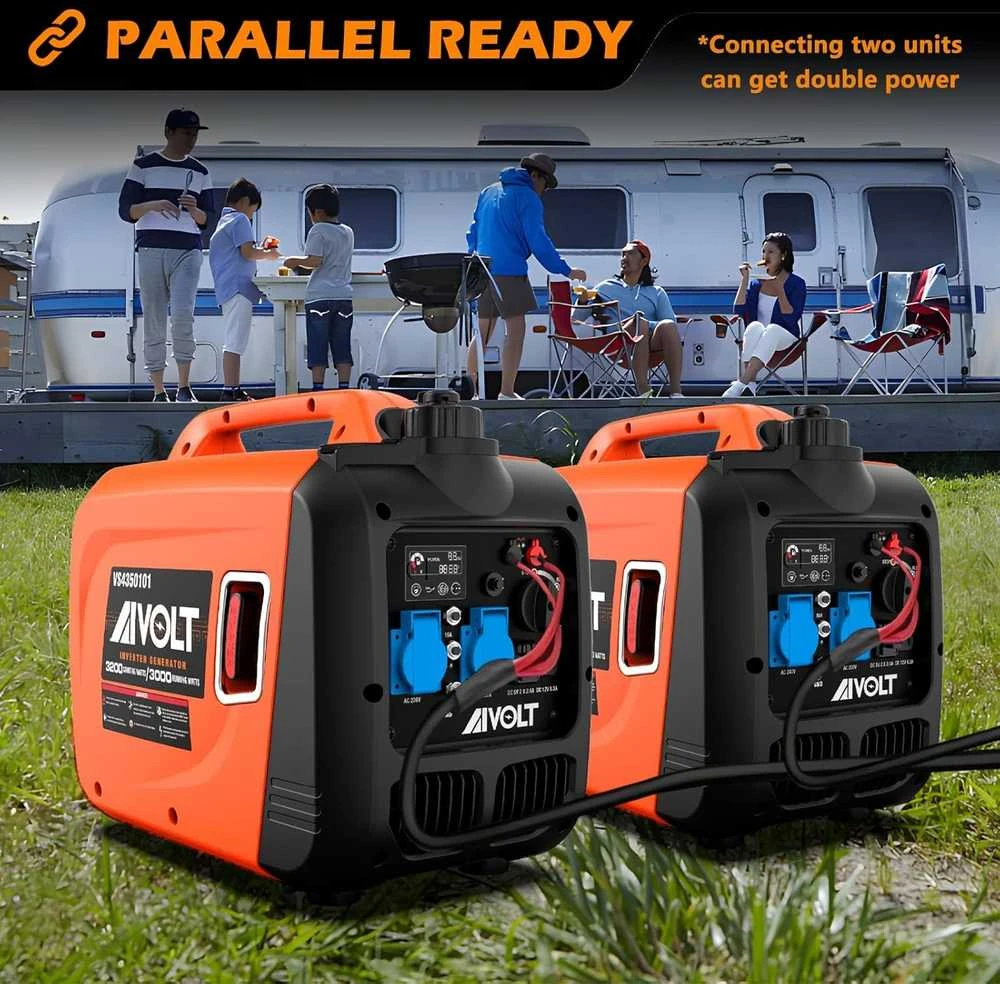 AIVOLT benzininis inverterinis generatorius 3200W, 230V, 2x USB, 3.5L bakas, EUVS4350101