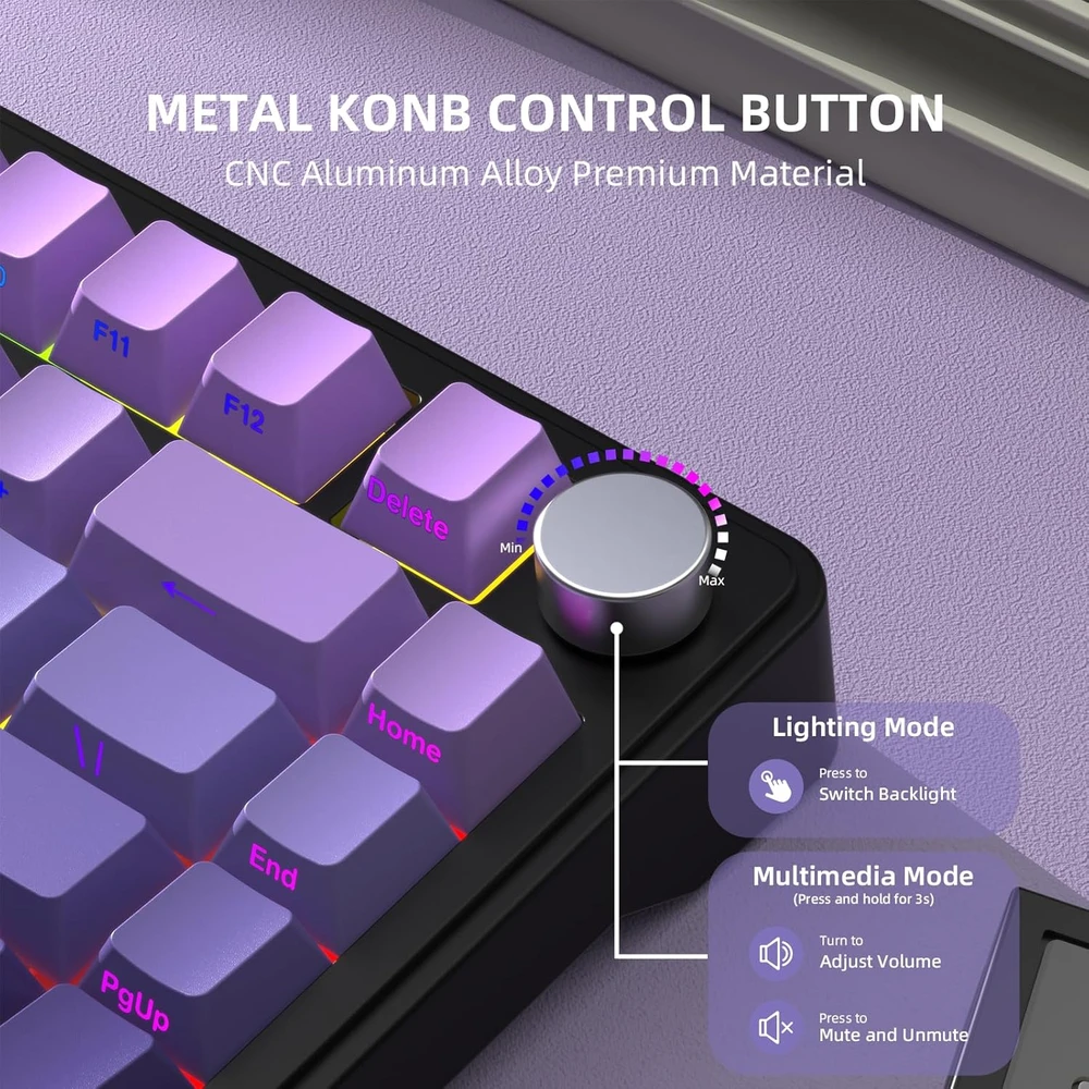 AJAZZ Attack Shark X85 belaidė mechaninė žaidimų klaviatūra, 75%, BT/2.4 GHz/USB-C, RGB, hot-swap