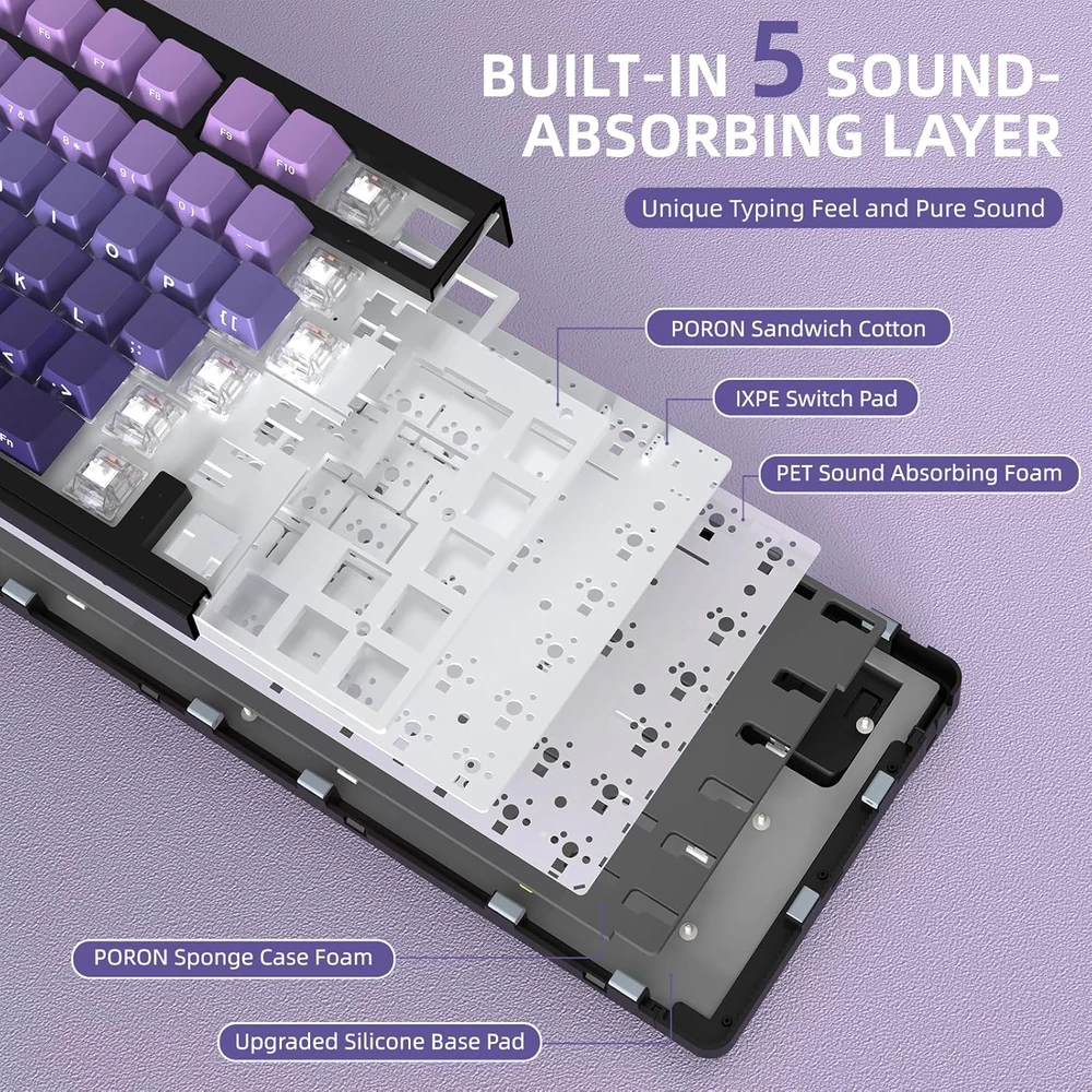 AJAZZ Attack Shark X85 belaidė mechaninė žaidimų klaviatūra, 75%, BT/2.4 GHz/USB-C, RGB, hot-swap