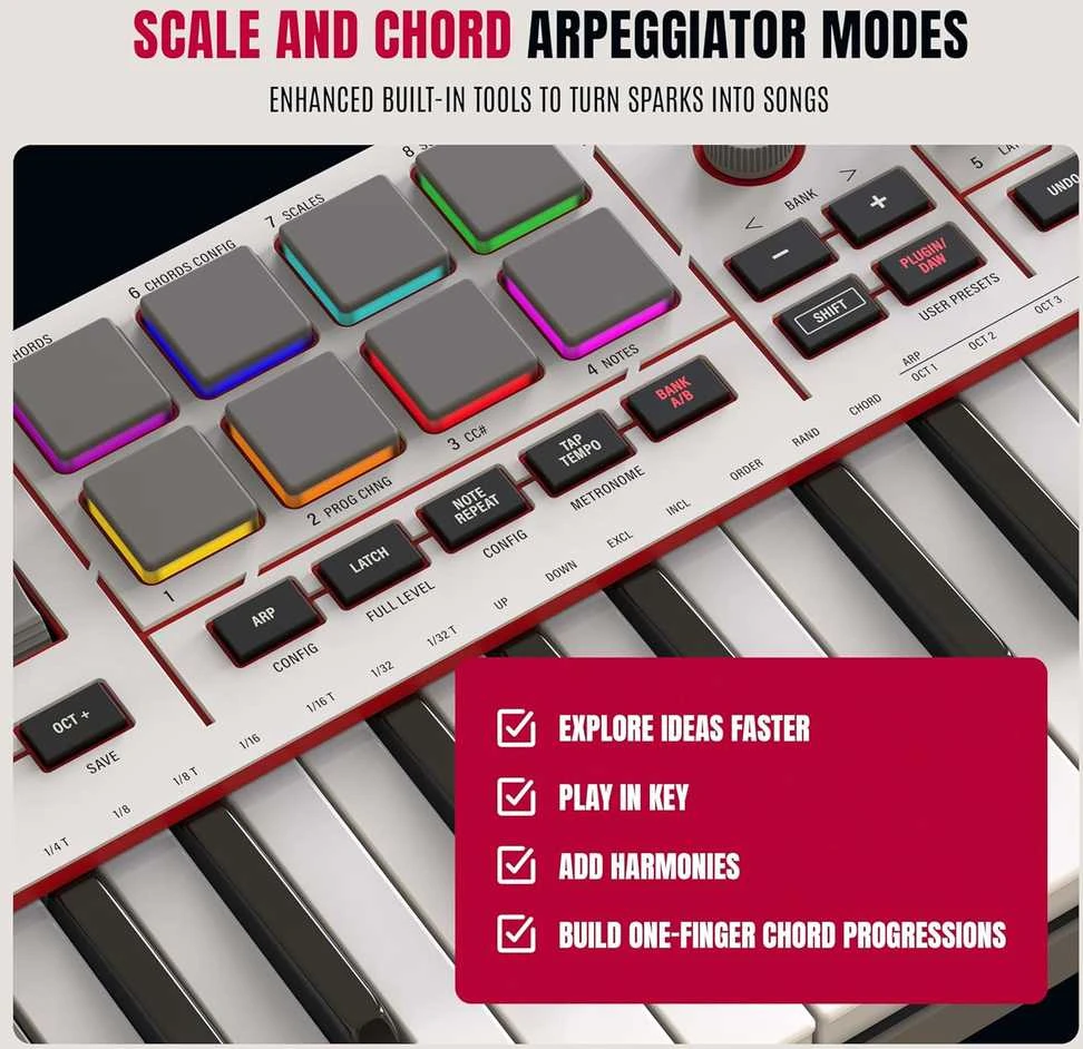 AKAI MPK Mini MK4 - MIDI controller / control keypad, baltas
