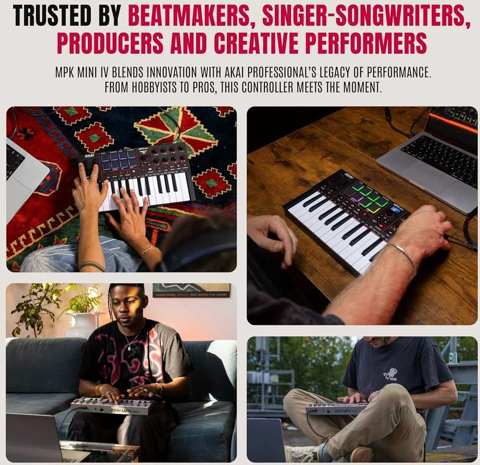 AKAI MPK Mini MK4 - MIDI controller / control keypad, baltas