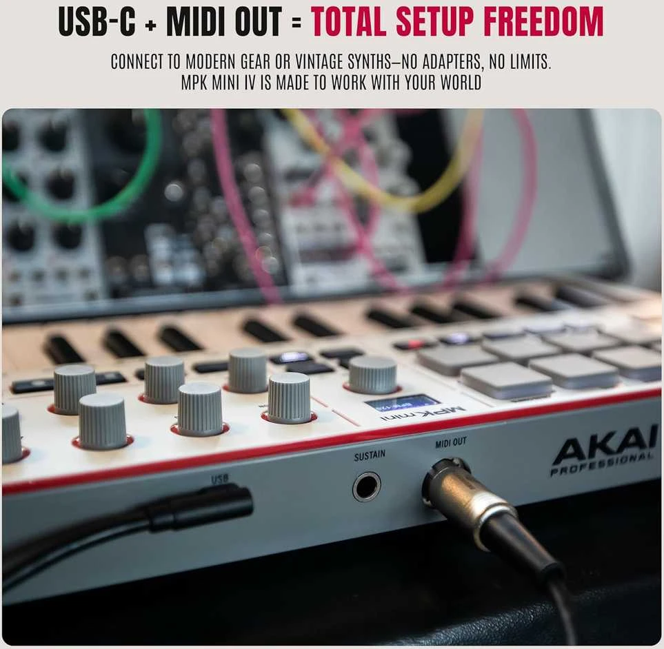 AKAI MPK Mini MK4 - MIDI controller / control keypad, baltas