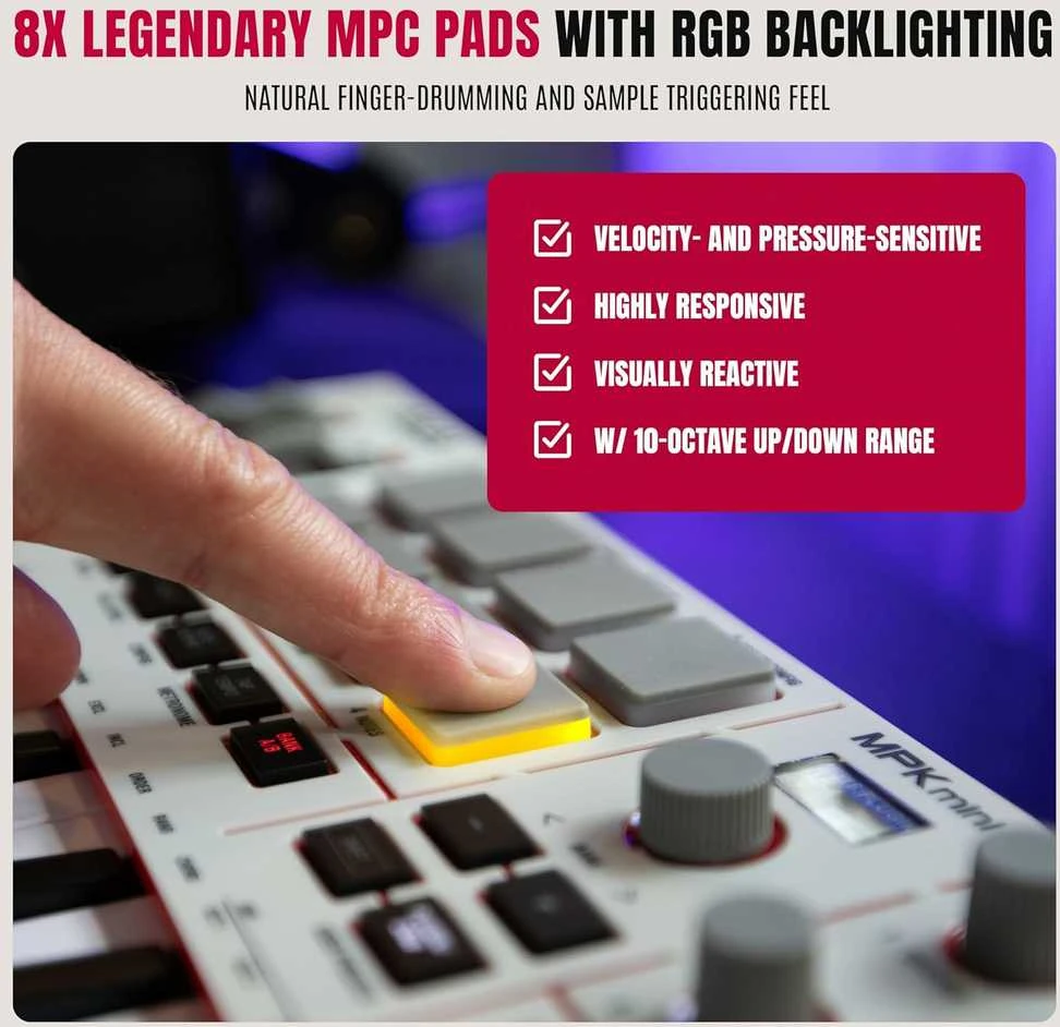 AKAI MPK Mini MK4 - MIDI controller / control keypad, baltas
