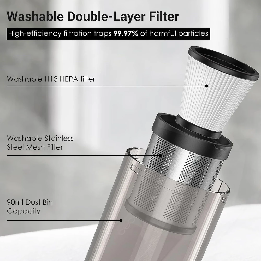 Akitas belaidis rankinis dulkių siurblys 90 W su HEPA filtru, H2