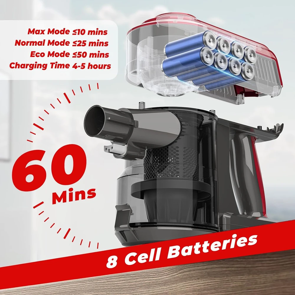 Akitas belaidis vertikalus dulkių siurblys 450 W, 45 kPa, 60 min V10A