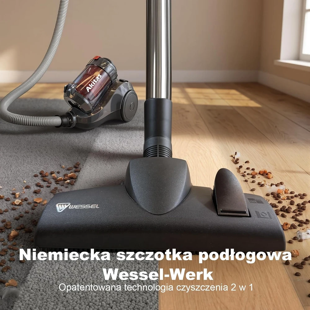 Akitas cilindrinis dulkių siurblys be maišelio 800 W su HEPA filtru AK155
