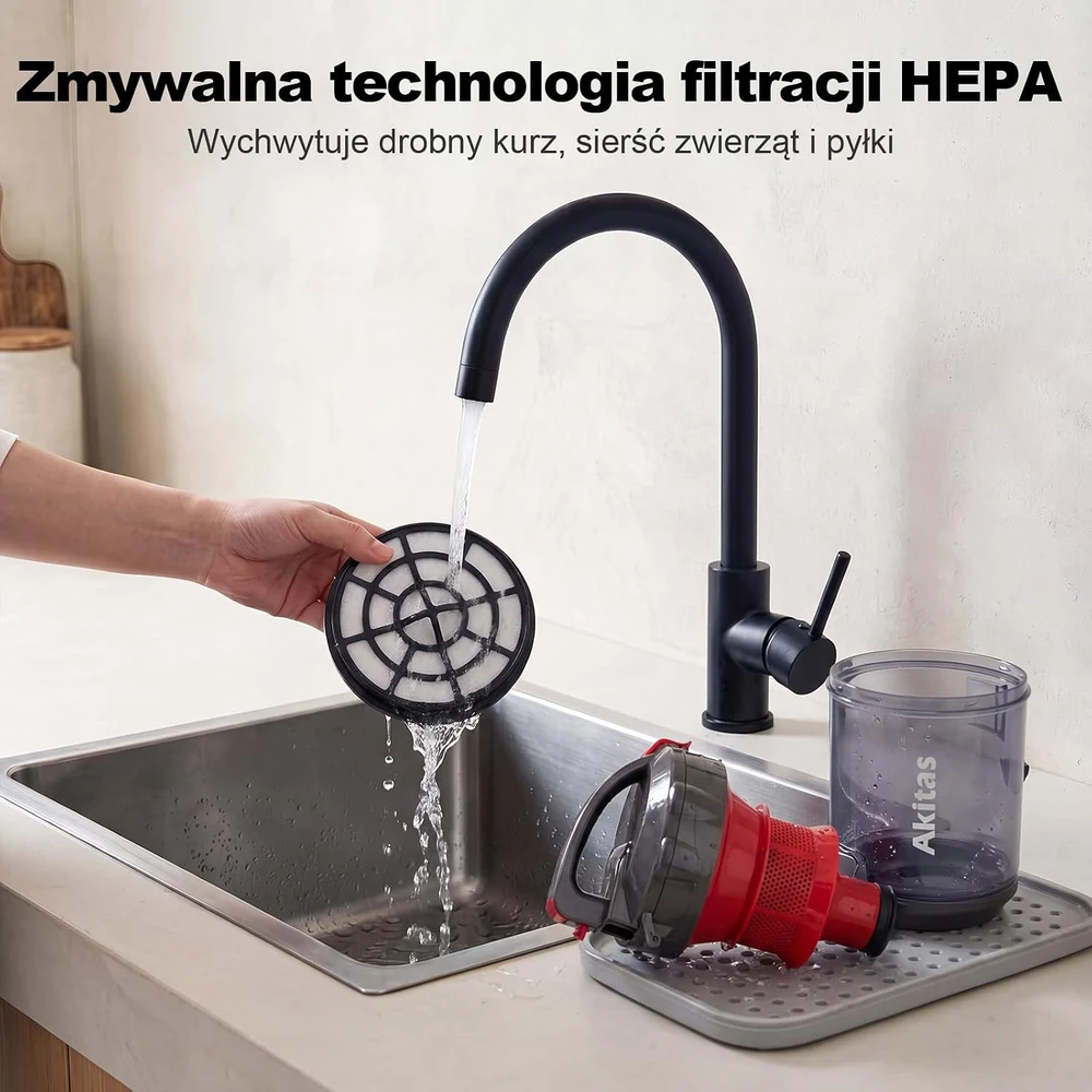Akitas cilindrinis dulkių siurblys be maišelio 800 W su HEPA filtru AK155