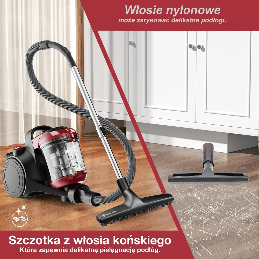 Akitas dulkių siurblys be maišelio su HEPA filtru ir parketo antgaliu C10Parquet