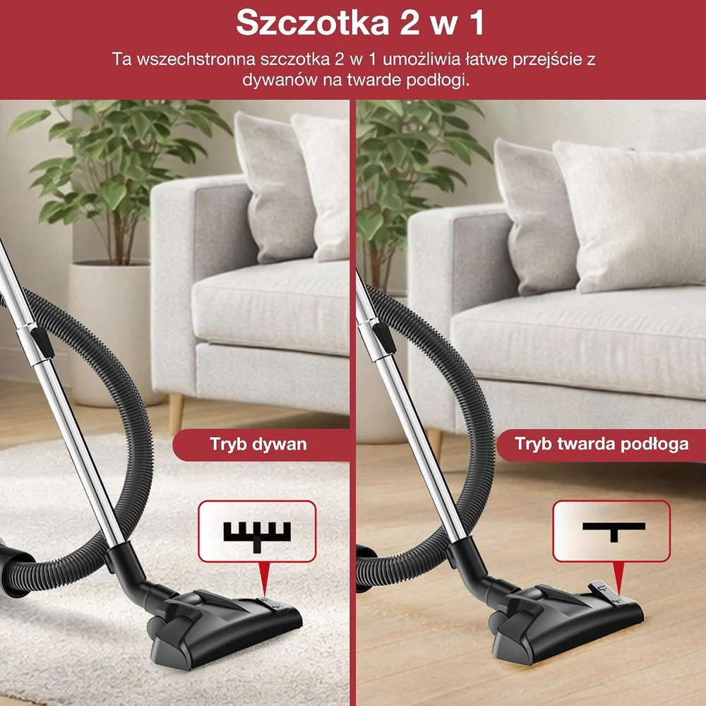Akitas dulkių siurblys be maišelio su HEPA filtru ir parketo antgaliu C10Parquet
