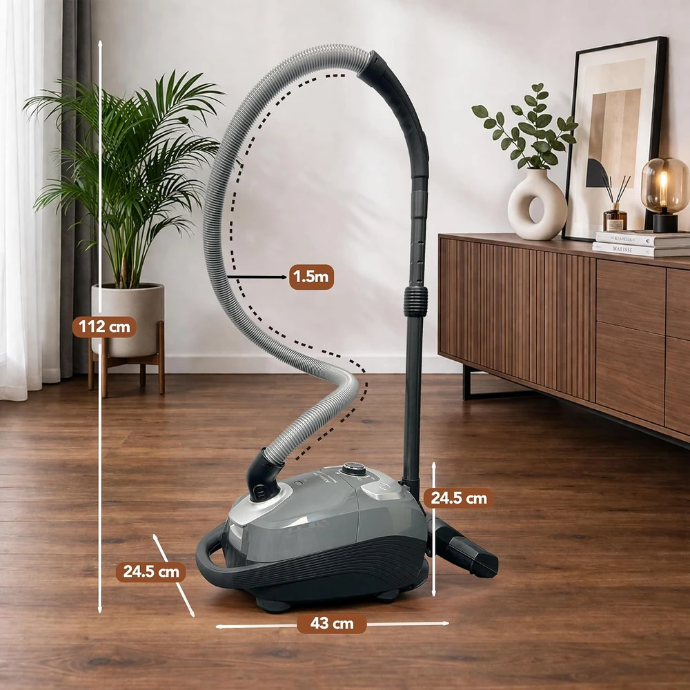 Akitas dulkių siurblys su maišeliu 900 W, HEPA H13 filtru ir 10 m veikimo spinduliu C11WT
