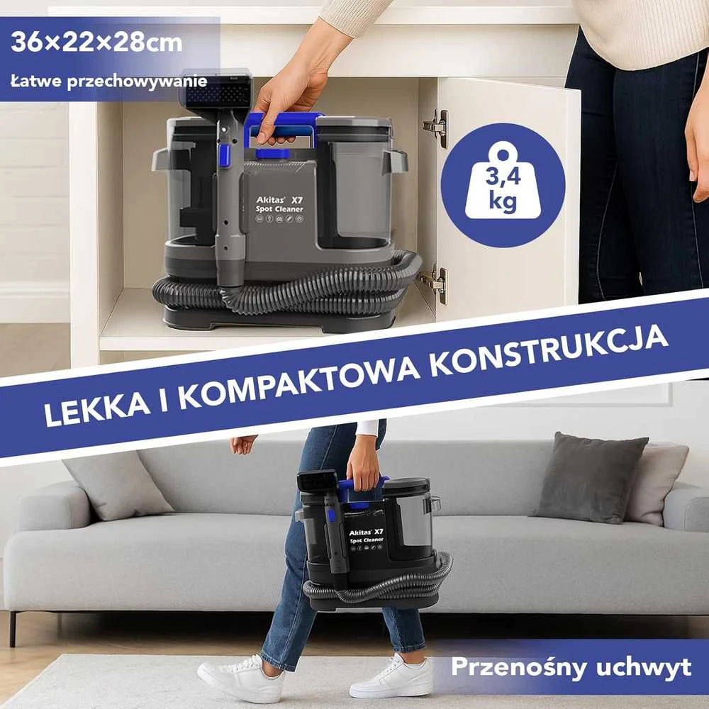 Akitas dulkių siurblys X7 600 W su savaiminio valymo funkcija, 14 kPa galia, dvigubu baku