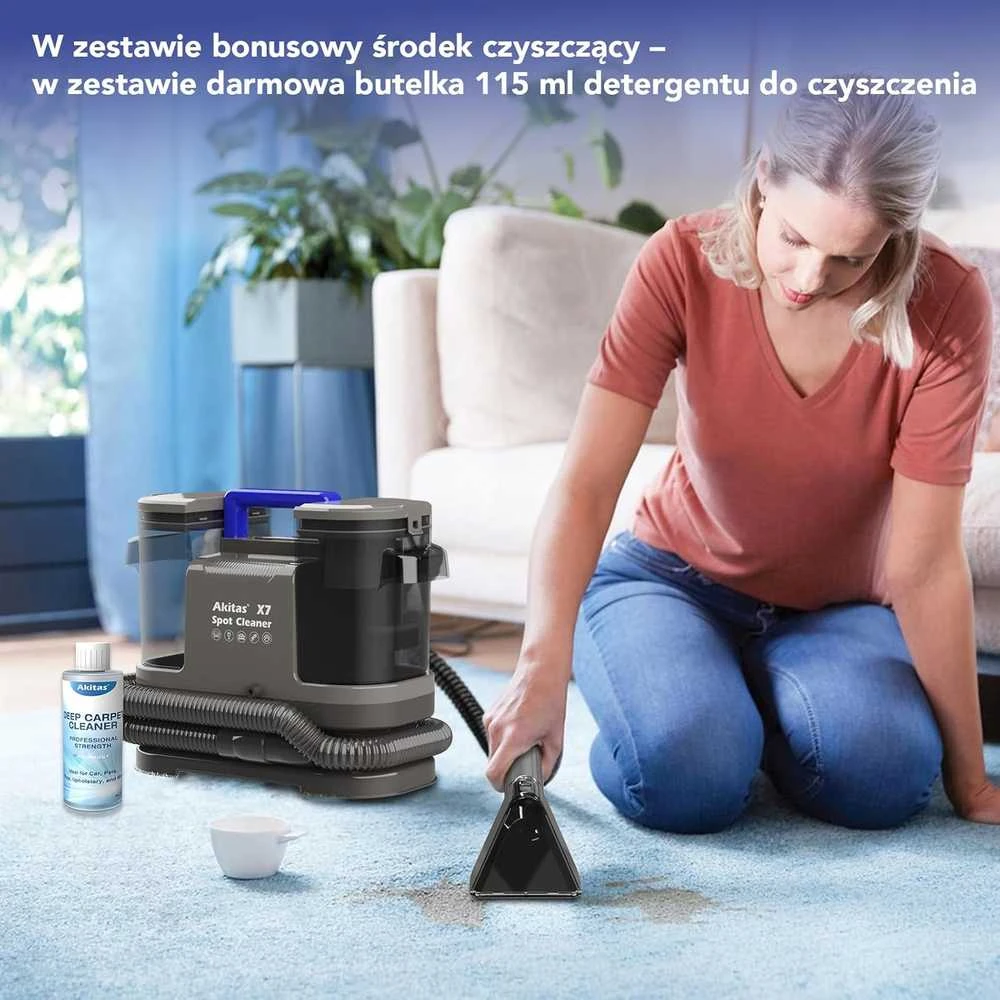 Akitas dulkių siurblys X7 600 W su savaiminio valymo funkcija, 14 kPa galia, dvigubu baku