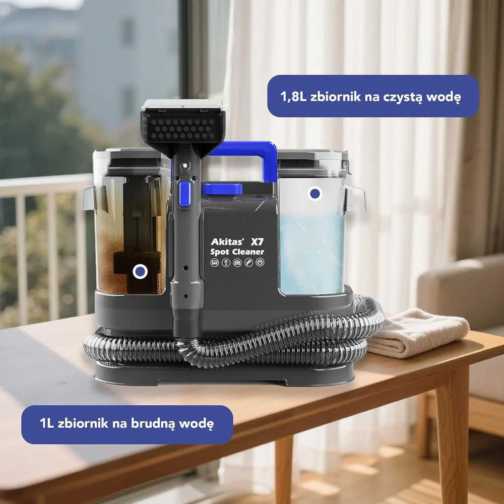 Akitas dulkių siurblys X7 600 W su savaiminio valymo funkcija, 14 kPa galia, dvigubu baku