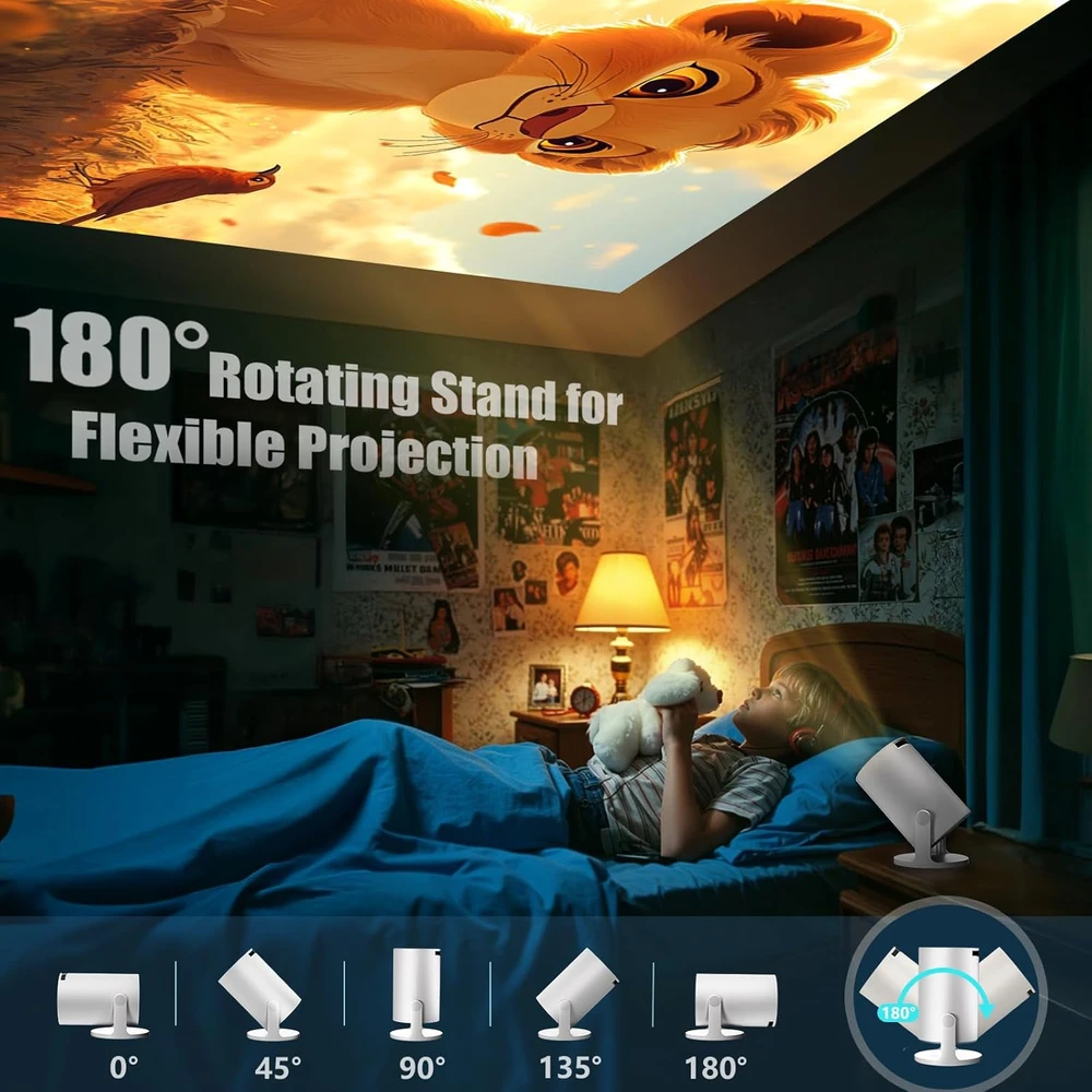 AKIYO mini projektorius su Wi-Fi 6, Bluetooth 5.4 ir 1080p palaikymu O2