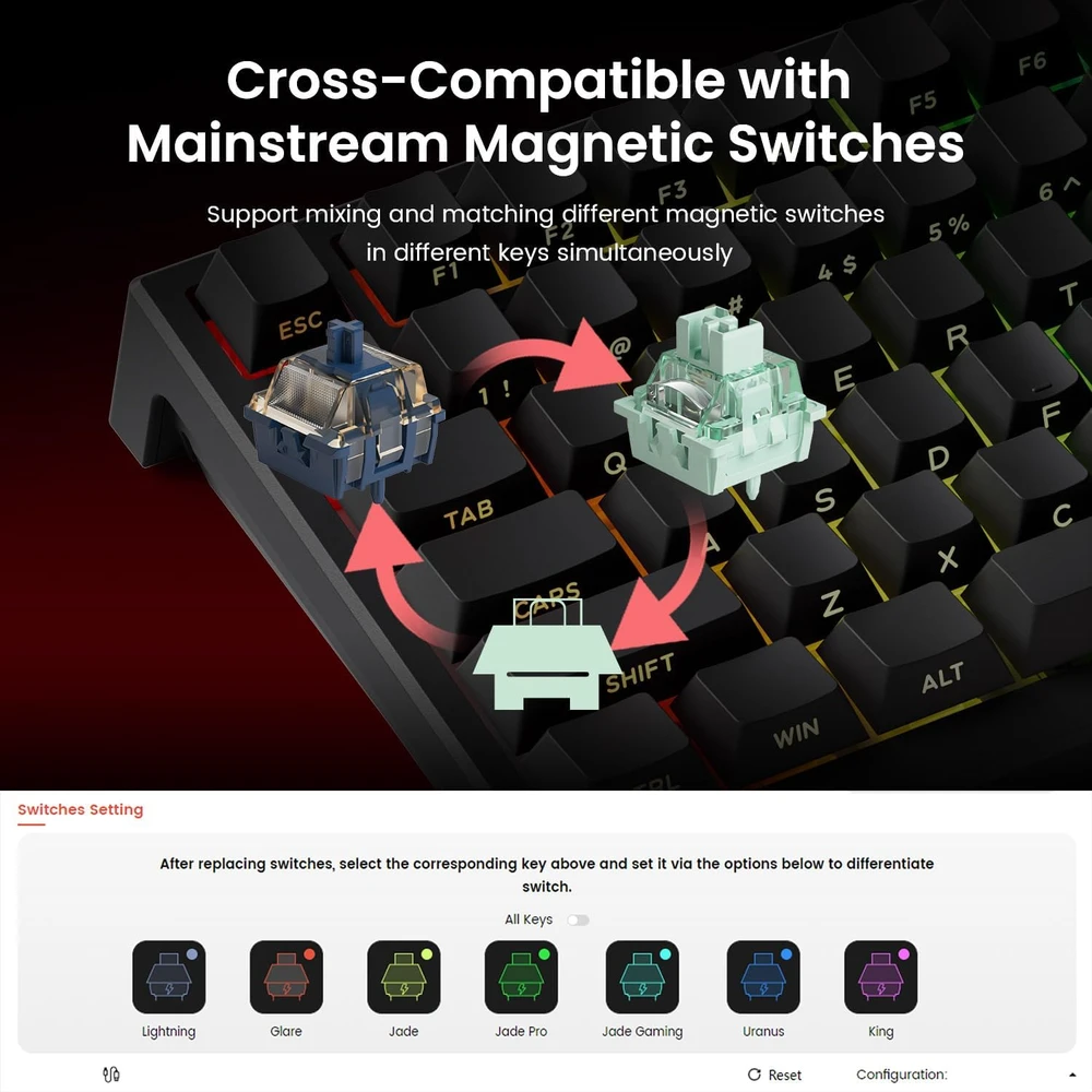 Akko magnetinė žaidimų klaviatūra TAC75, 75%, Rapid Trigger, 8K Hz, ARGB, USB-C