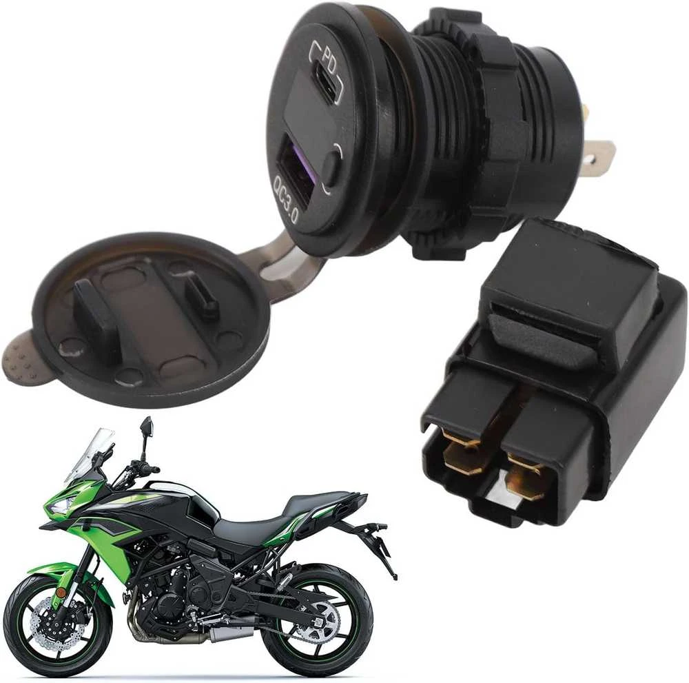Akozon motociklo USB įkroviklis su PD greituoju įkrovimu, vandeniui atsparus, 12V, VersysX300