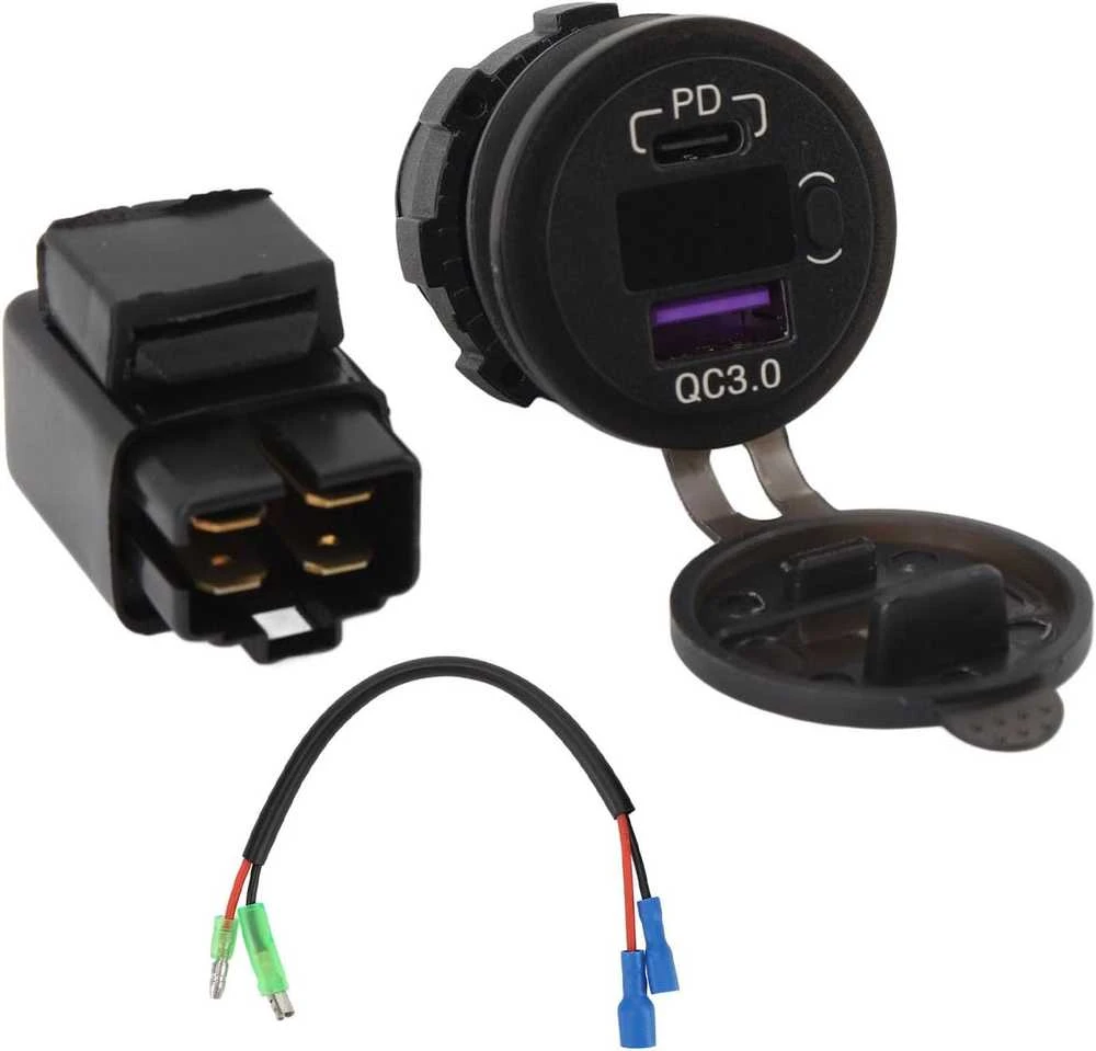 Akozon motociklo USB įkroviklis su PD greituoju įkrovimu, vandeniui atsparus, 12V, VersysX300