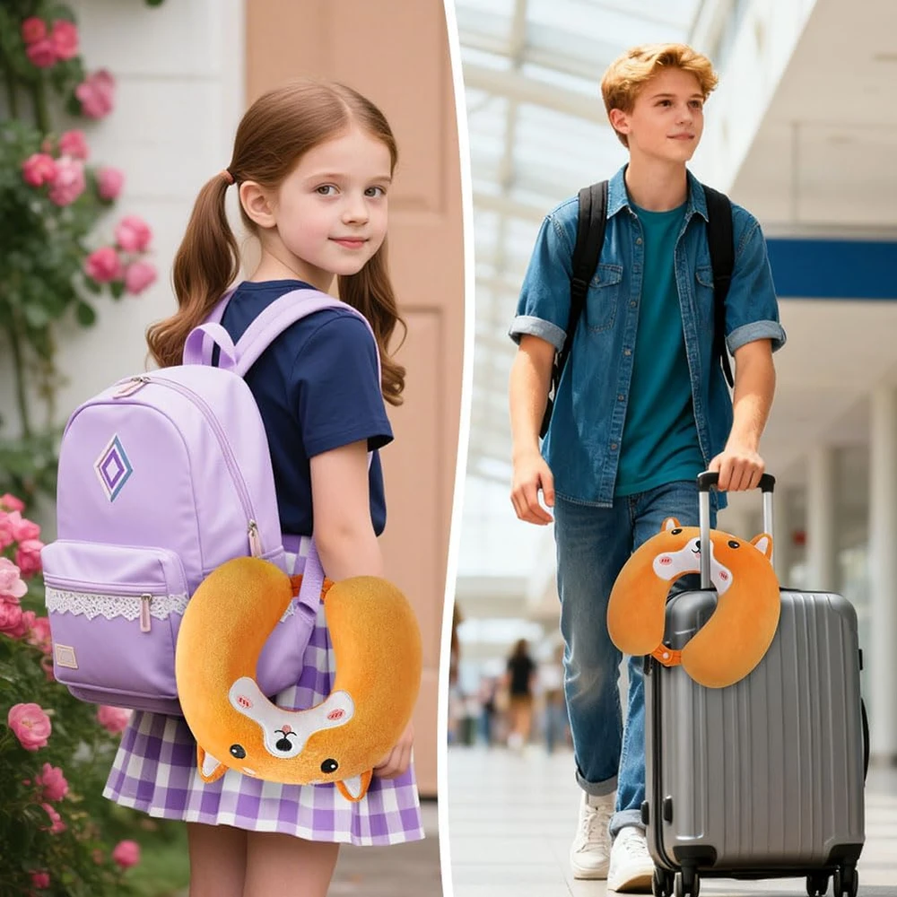 Alaoo kelioninė pagalvė su atminties putų užpildu, U formos, su miego kauke vaikams ir suaugusiems
