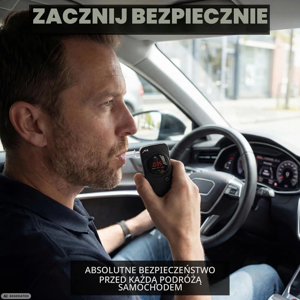 Alkotesteris ACE One Juodas elektrocheminis alkomatis, paklaida iki 0.05 ‰, vaizdinis įspėjimas