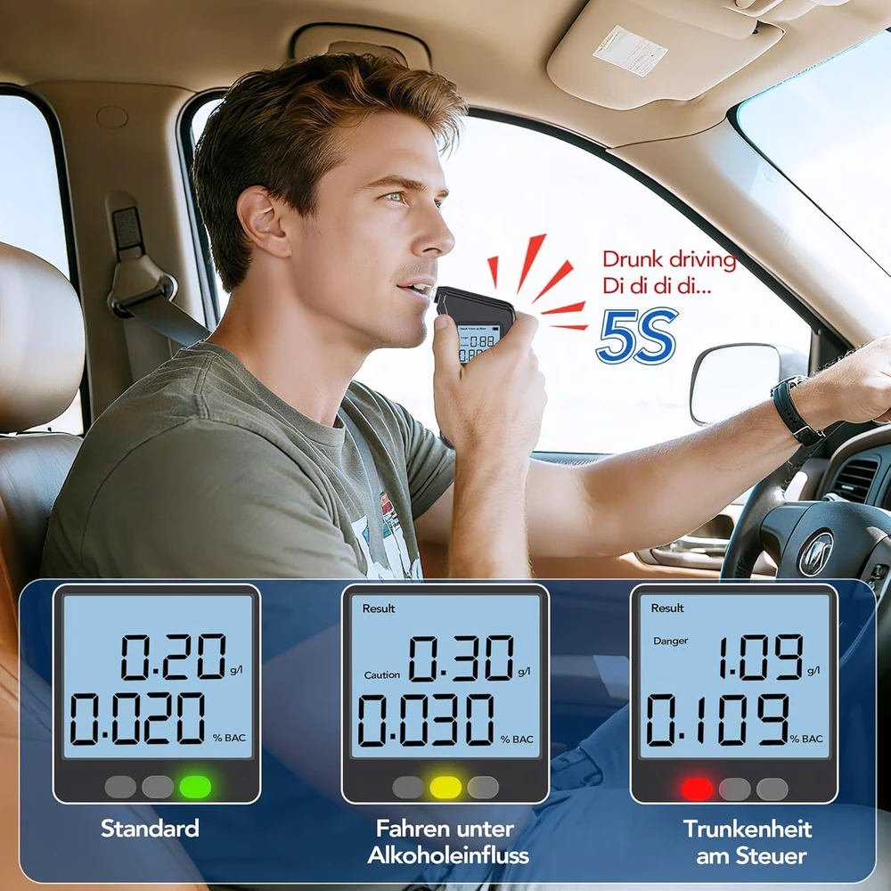 Alkotesteris Rottogoon alkomatis su dviem jutikliais, LCD ekranu ir 20 kandiklių MR1107