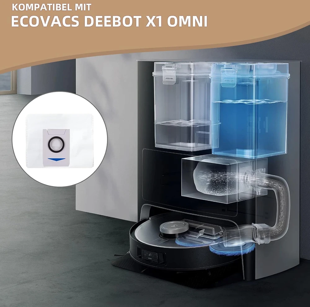 Alloytool dulkių maišeliai Ecovacs Deebot X1 Omni, X1 e Omni ir T20 Omni, 3 l, 10 vnt., ecvacsx1