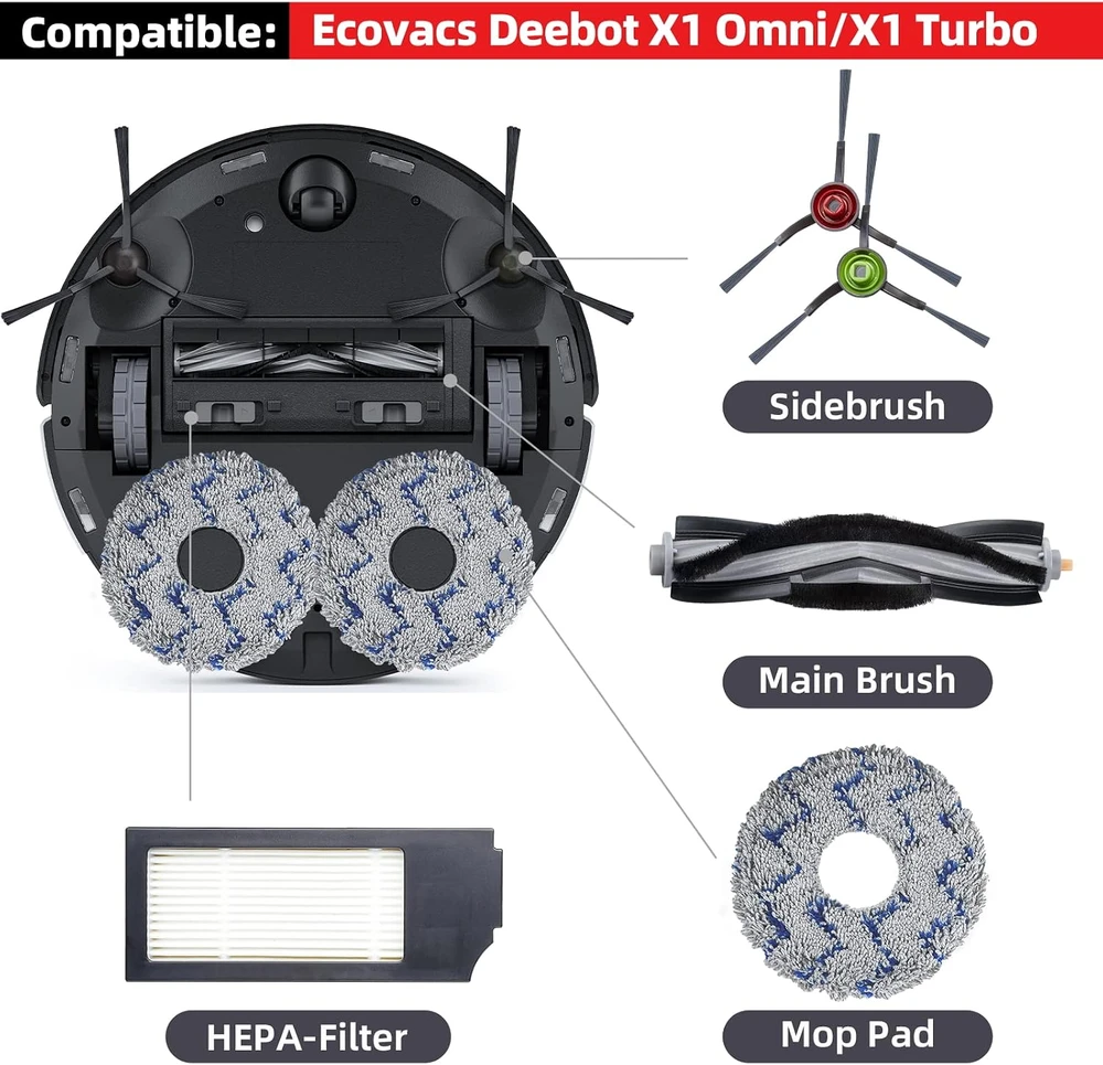 Alloytool roboto dulkių siurblio priedų rinkinys Ecovacs Deebot X1 Omni, X1 e Omni ir X1 Turbo ECVSX1