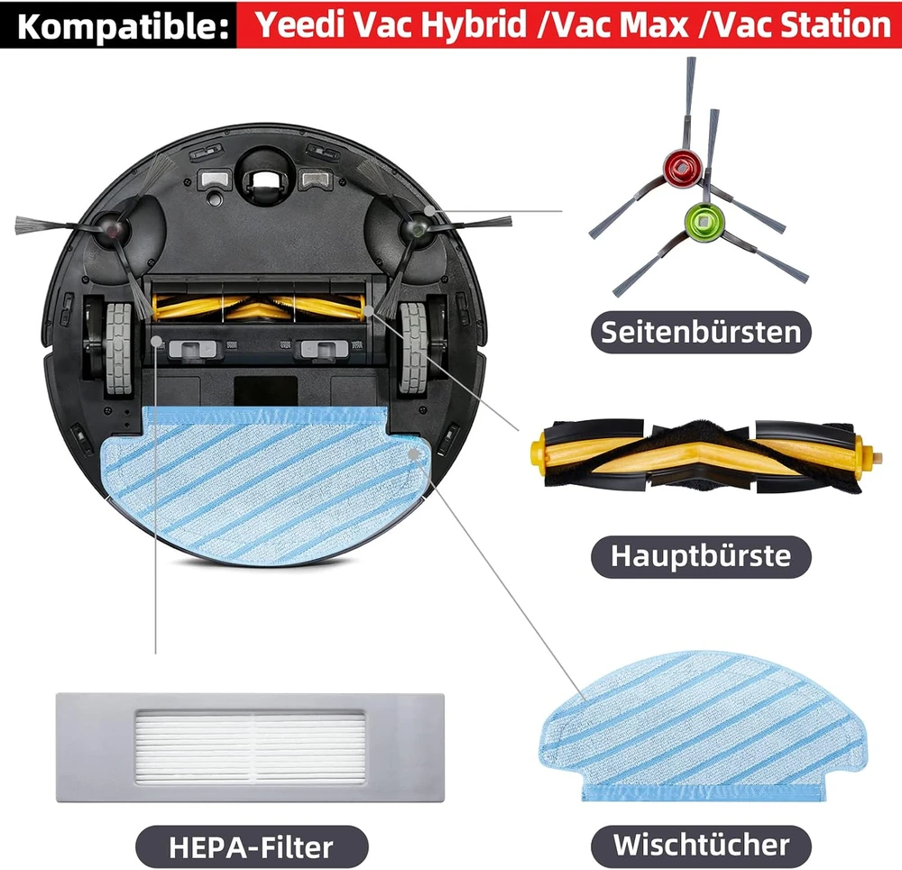 Alloytool robotų dulkių siurblių priedų rinkinys, 21 vnt., Yeedi vac ir Ecovacs Deebot OZMO