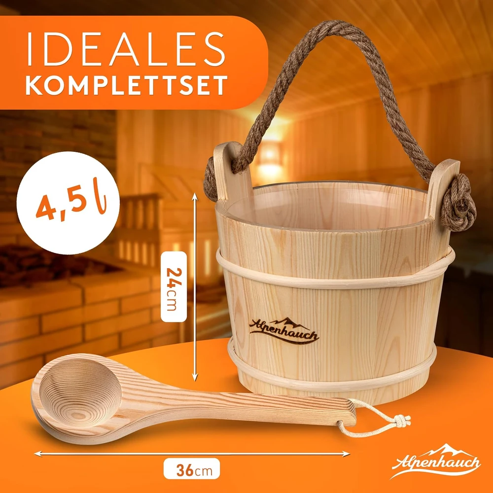 ALPENHAUCH medinis pirties kibiras su samteliu ir PVC įdėklu, 26 × 26 × 24 cm