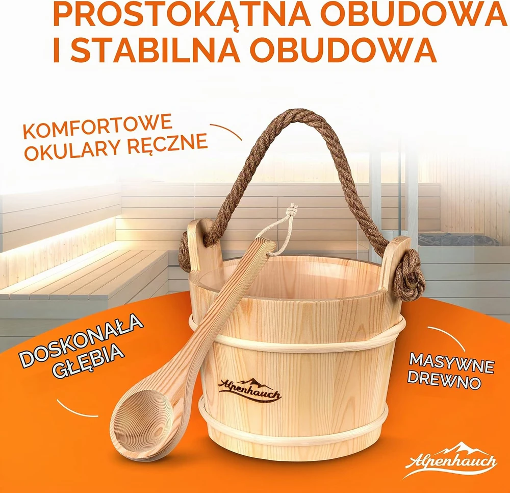 ALPENHAUCH medinis pirties kibiras su samteliu ir PVC įdėklu, 26 × 26 × 24 cm