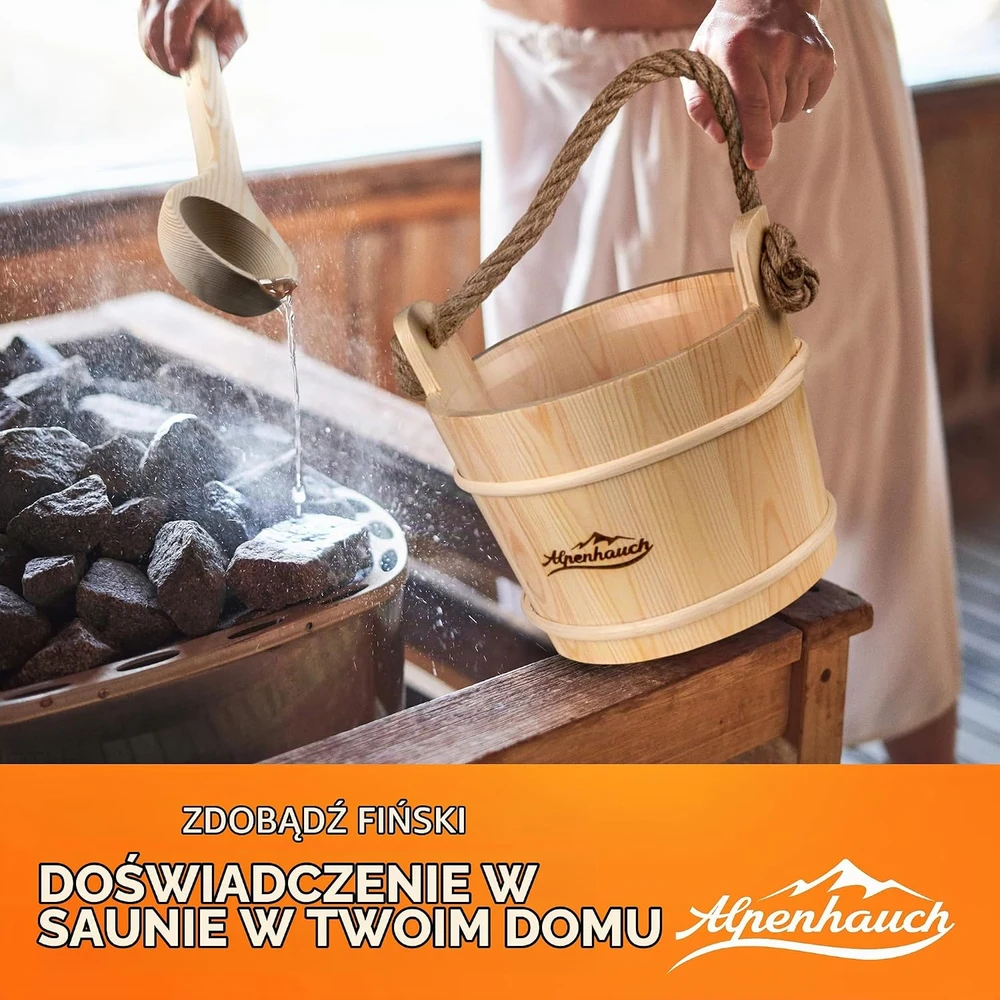 ALPENHAUCH medinis pirties kibiras su samteliu ir PVC įdėklu, 26 × 26 × 24 cm