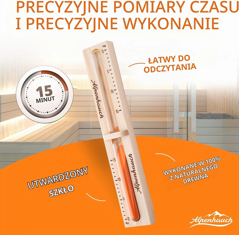 ALPENHAUCH pirties smėlio laikrodis 15 min. iš natūralios medienos ALP-SU1000-01