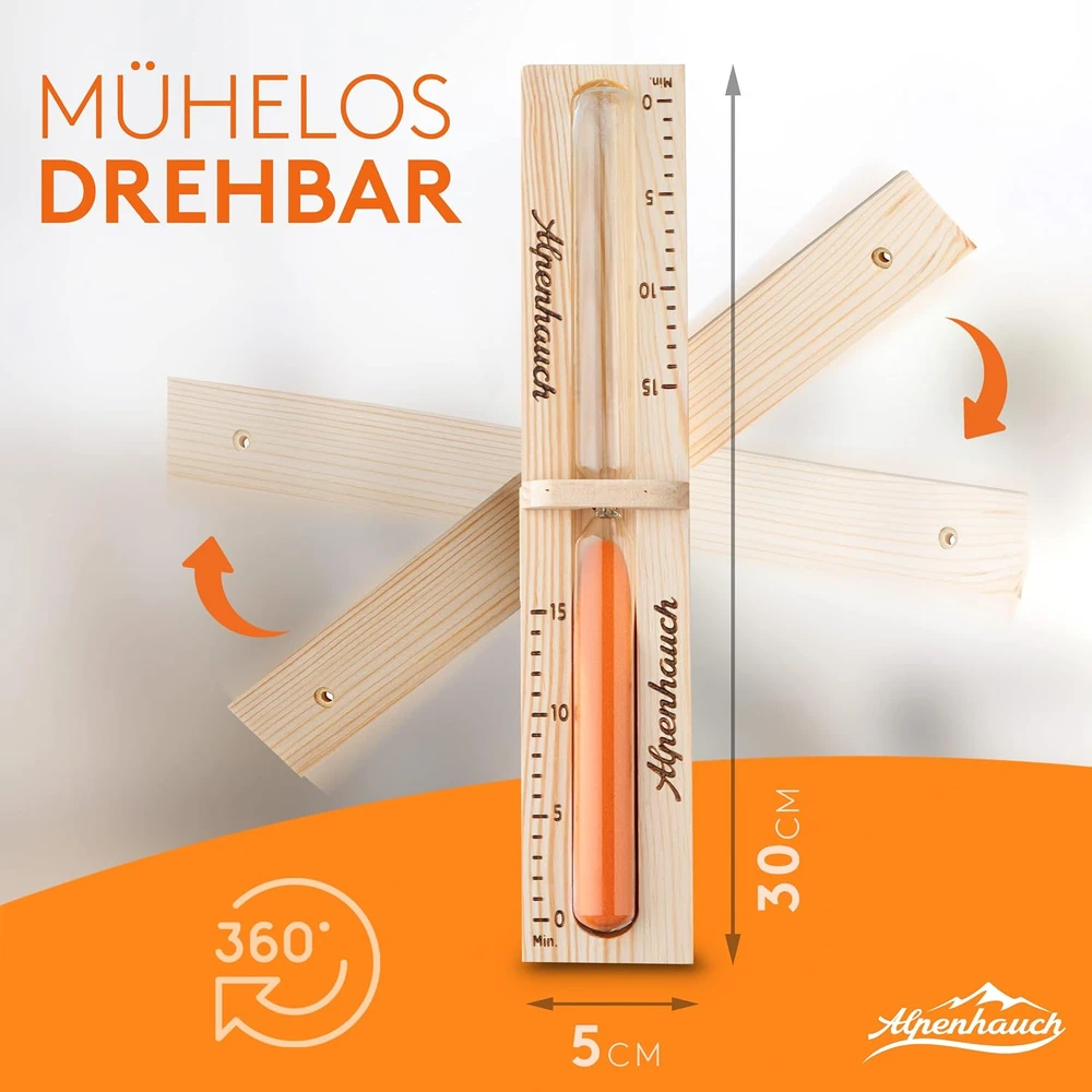 ALPENHAUCH pirties smėlio laikrodis 15 min. iš natūralios medienos ALP-SU1000-01