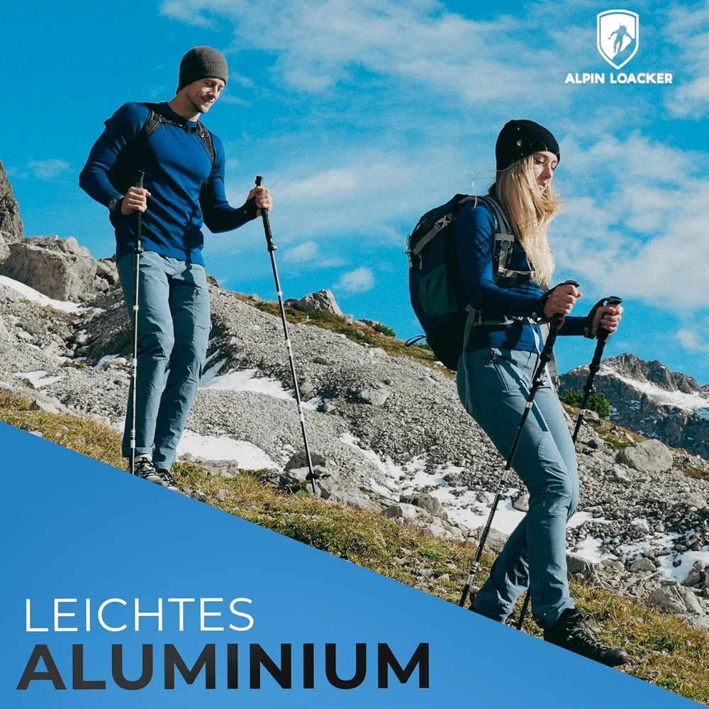 Alpin Loacker turistinės sulankstomos anglies pluošto lazdos su kamštine rankena, reguliuojamos, Carbon Pro Series