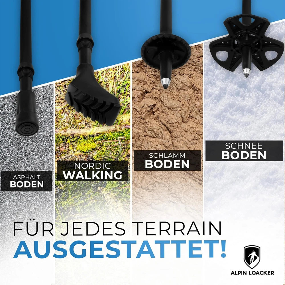 Alpin Loacker turistinės sulankstomos anglies pluošto lazdos su kamštine rankena, reguliuojamos, Carbon Pro Series