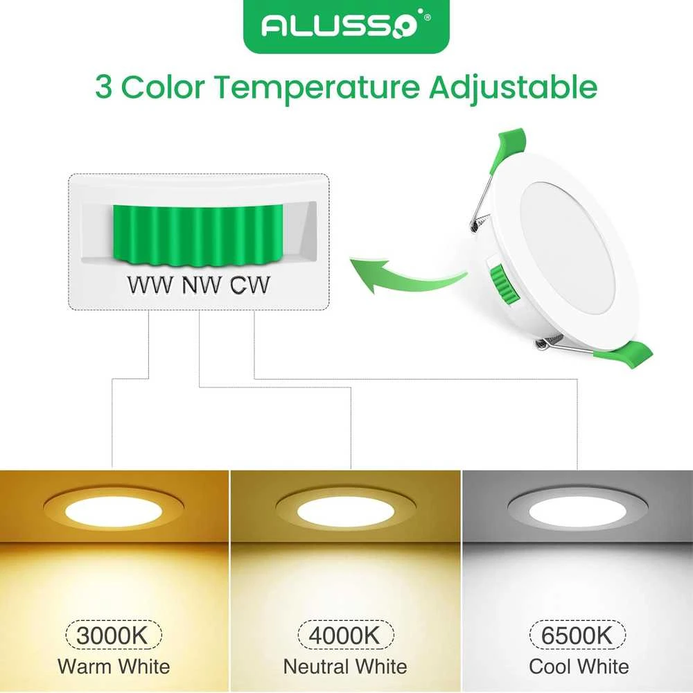 ALUSSO įleidžiamas LED reflektorius 4 W, 310 lm, IP44, reguliuojamas, baltas, 6 vnt. DL-SS20-104LND3