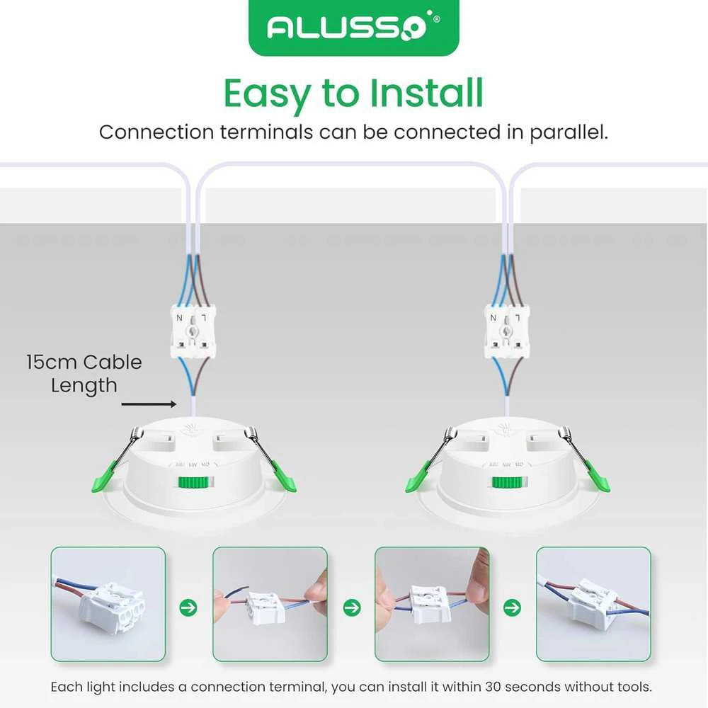 ALUSSO įleidžiamas LED reflektorius 4 W, 310 lm, IP44, reguliuojamas, baltas, 6 vnt. DL-SS20-104LND3