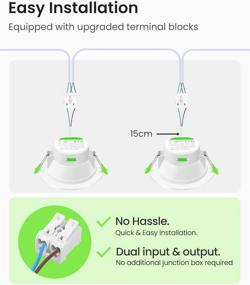ALUSSO įleidžiami LED lubų šviestuvai IP65, 10 W, 800 lm, 3 spalvų, apvalūs, balti, komplektas 6 vnt. SI25-110D3WF-6