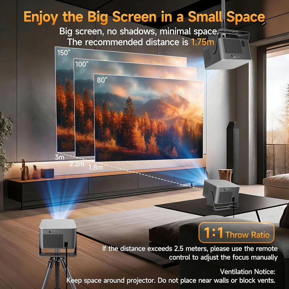 Alwtniet mini projektorius Full HD 1080p su 4K palaikymu, Google TV, HY350MAX-GTV