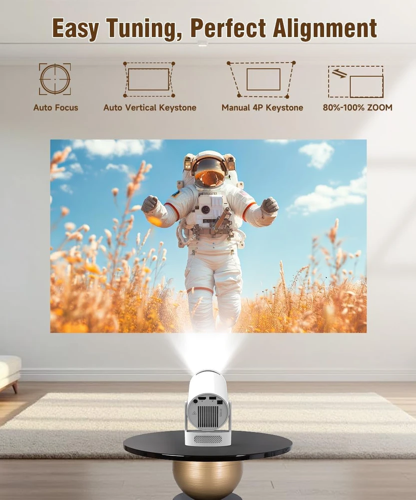 Alwtniet nešiojamasis mini projektorius Wi-Fi 6, Bluetooth 5.4, 720p, 4K palaikymas