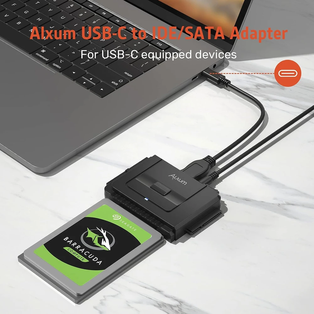 Alxum SATA ir IDE diskų keitiklis į USB-C su 12 V/2 A maitinimo šaltiniu Y-3322C